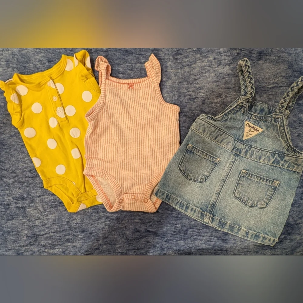 OshKosh B'gosh 3M Denim Overall Dress with Bodysuits